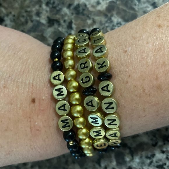 Custom Letter Bead Stack Bracelets - Picture 2 of 2